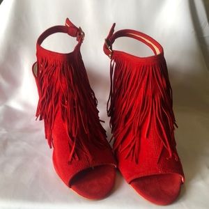 Red chunky heel